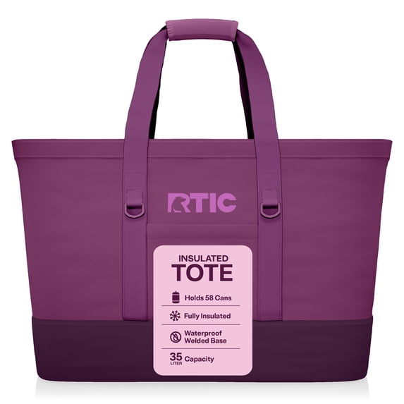 RTIC 35 L 58-Can Soft-Sided Cooler Tote with Leak-Free Interior, Berry Jam