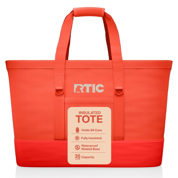 RTIC 35 L 58-Can Soft-Sided Cooler Tote with Leak-Free Interior, Persimmon