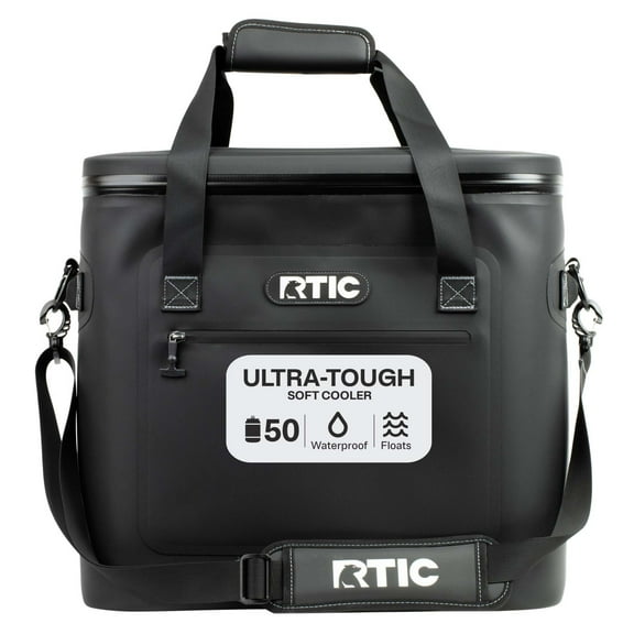 RTIC 50 Can Ultra-Tough Soft Cooler, 36.5 Qt, Leakproof, Waterproof Zipper, Black, Soft Pack Cooler