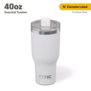 RTIC 40 oz Ceramic Lined Insulated Essential Tumbler, Leak-Resistant Lid, White