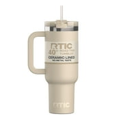 RTIC 40 oz Ceramic Lined Road Trip Tumbler, Leak-Resistant Straw Lid, Beach