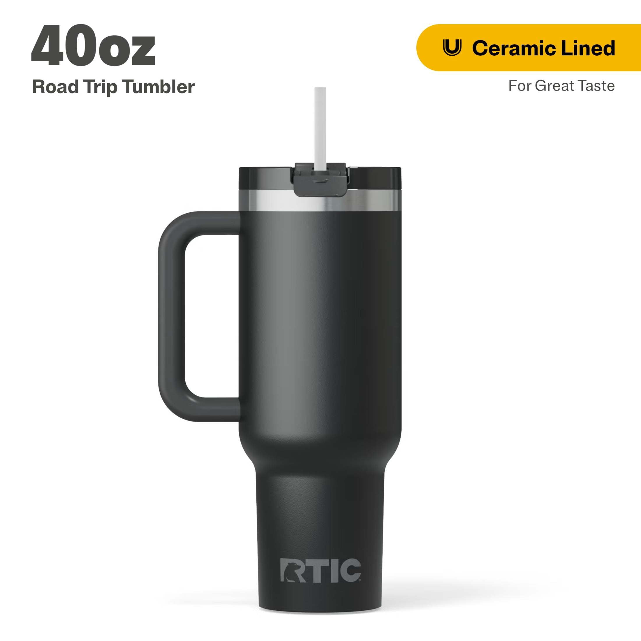 RTIC 40 oz Ceramic Lined Road Trip Tumbler, Leak-Resistant Lid with Straw, Black - Walmart.com