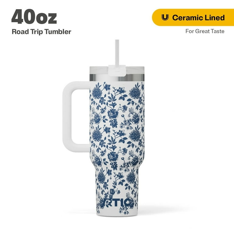 RTIC 40 oz Ceramic Lined Road Trip Tumbler, Leak-Resistant Lid