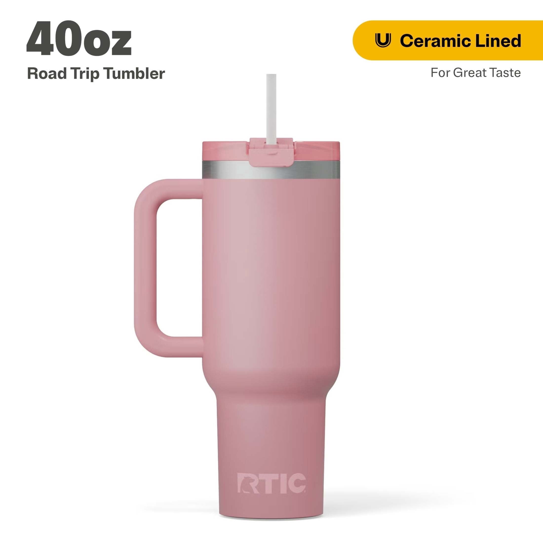 RTIC 40 oz Ceramic Lined Road Trip Tumbler, Leak-Resistant Lid