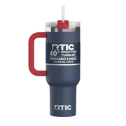 RTIC 40 oz Ceramic Lined Road Trip Tumbler with Handle and Leak-Resistant Straw Lid, Patriot