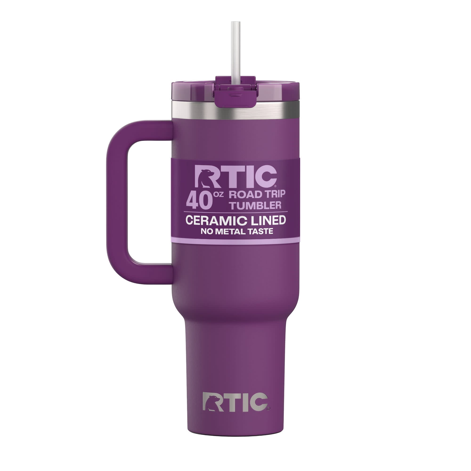 RTIC 40 oz Insulated Tumbler with Handle, Ceramic Lined, Leak