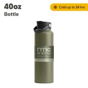 RTIC 40 oz Stainless Steel Insulated Bottle, Wide Mouth Multi-Use Lid, Olive