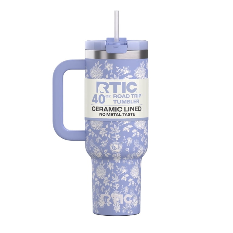 RTIC 40 oz Tumbler, Ceramic Lined, Leak-Resistant Straw Lid, Road