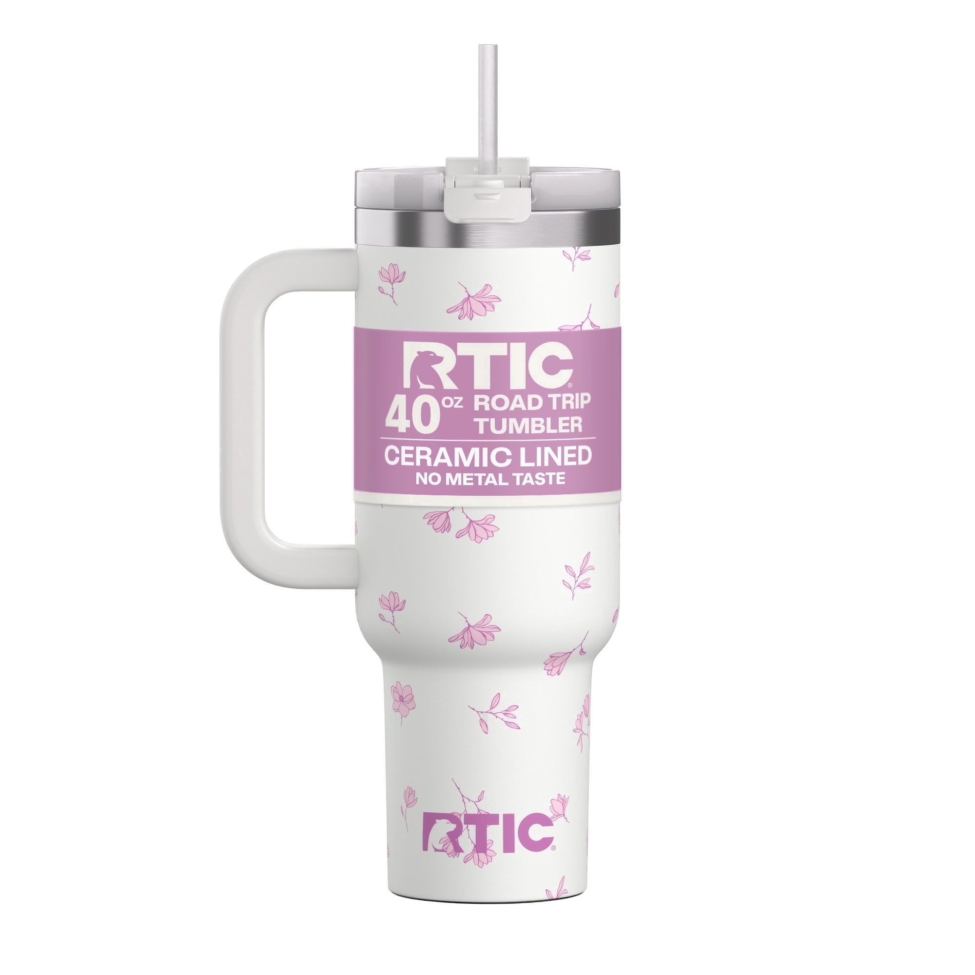 RTIC 40 oz Tumbler, Ceramic Lined, Leak-Resistant Straw Lid, Road