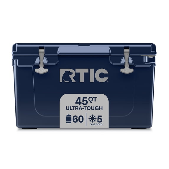 RTIC Ultra-Tough 45 Qt Hard-Sided Ice Chest Cooler, Fits 60 Cans, Navy