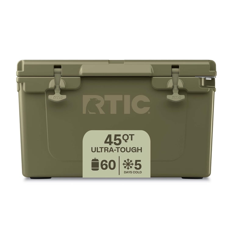 RTIC 45 QT Rotomolded Cooler, Holds 60 Cans, Olive, Ultra-Tough 