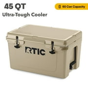 RTIC 45 QT Ultra-Tough Rotomolded Hard-Sided Ice Chest Cooler, Fits 60 Cans, Tan