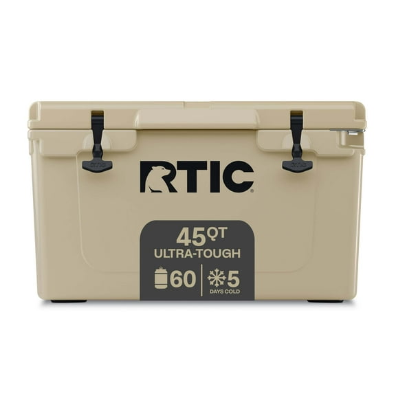 RTIC 45 QT Ultra-Tough Rotomolded Hard-Sided Ice Chest Cooler, Fits 60 Cans, Tan
