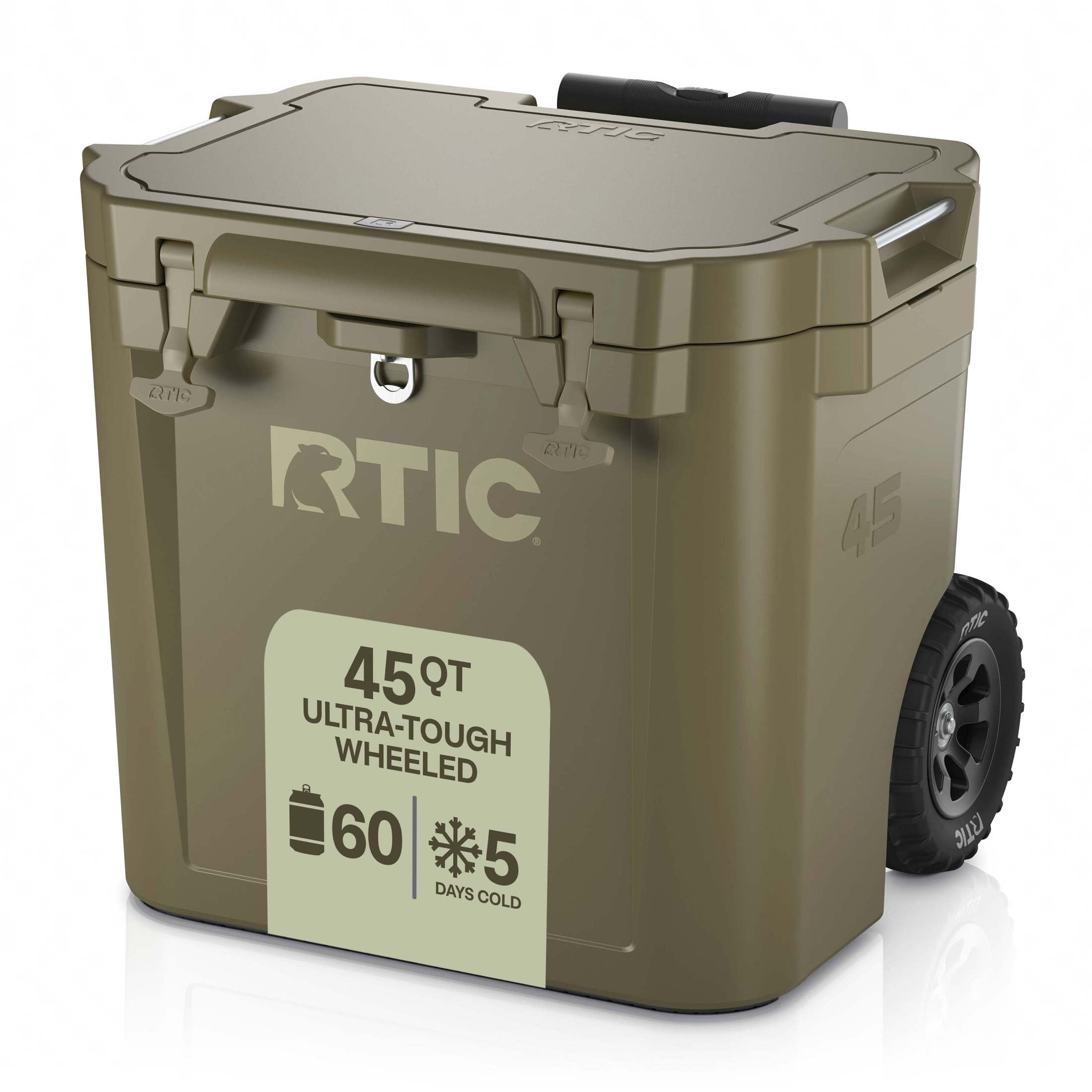 茶 Alda UH RTIC 45 QT Ultra-Tough Wheeled Hard-Sided Ice Chest Cooler, Fits