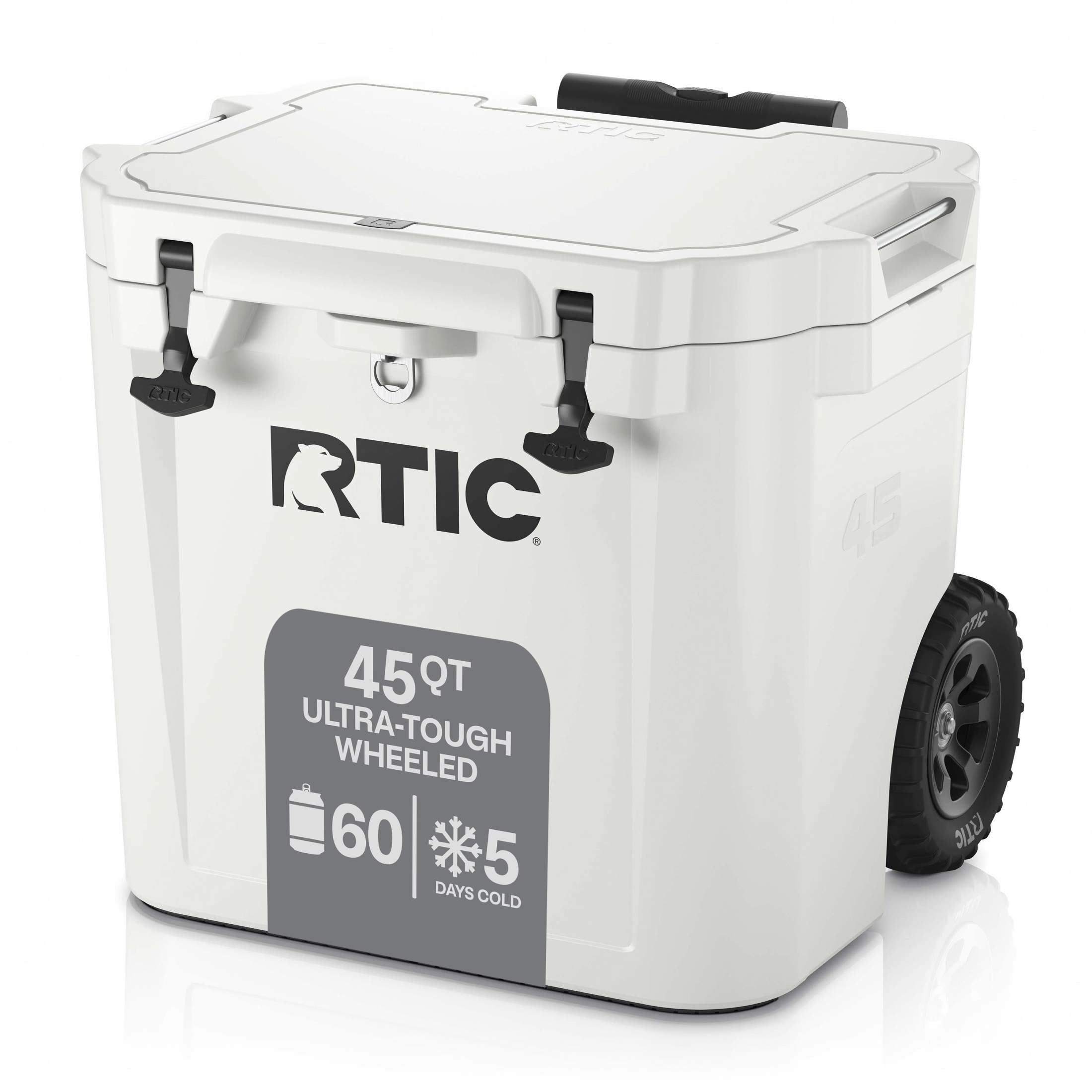 RTIC Ultra-Tough 45 QT Cooler, Ice Chest with Lid, White, Holds 60