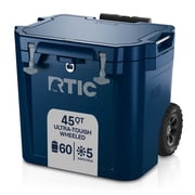 RTIC 45 QT Ultra-Tough Wheeled Hard-Sided Ice Chest Cooler, Fits 60 Cans, Navy
