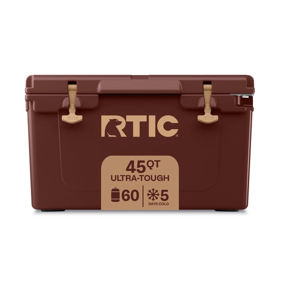 RTIC 45 Qt 60-Can Ultra-Tough Ice Chest Cooler, Chocolate Brown