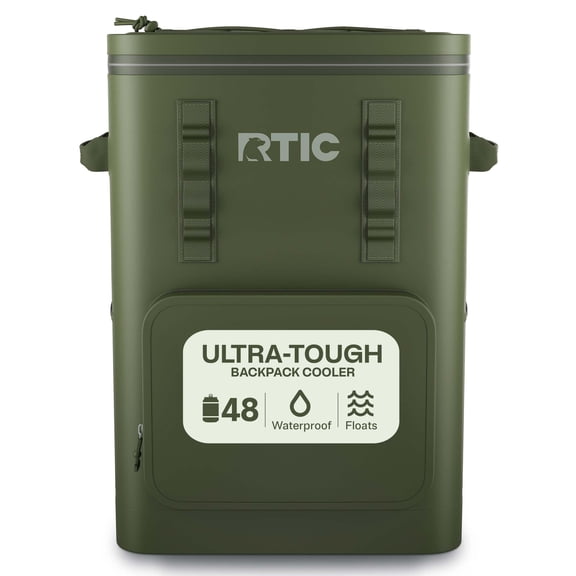 RTIC 48 Can Ultra-Tough Backpack Cooler, Leakproof, Waterproof Zipper, Olive