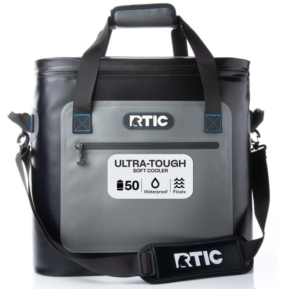 RTIC 50-Can, 36 Qt, Ultra-Tough Soft Cooler, Leakproof, Waterproof, Blue / Grey