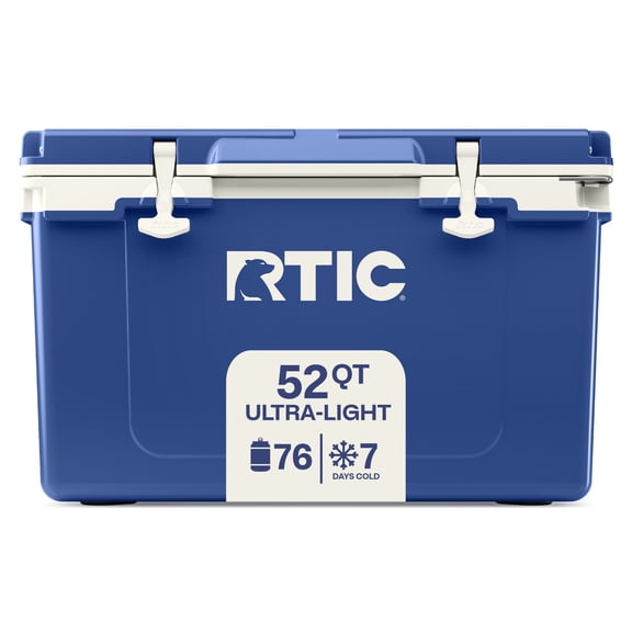 RTIC 52 Qt 76-Can Ultra-Light Ice Chest Cooler, Cobalt & White