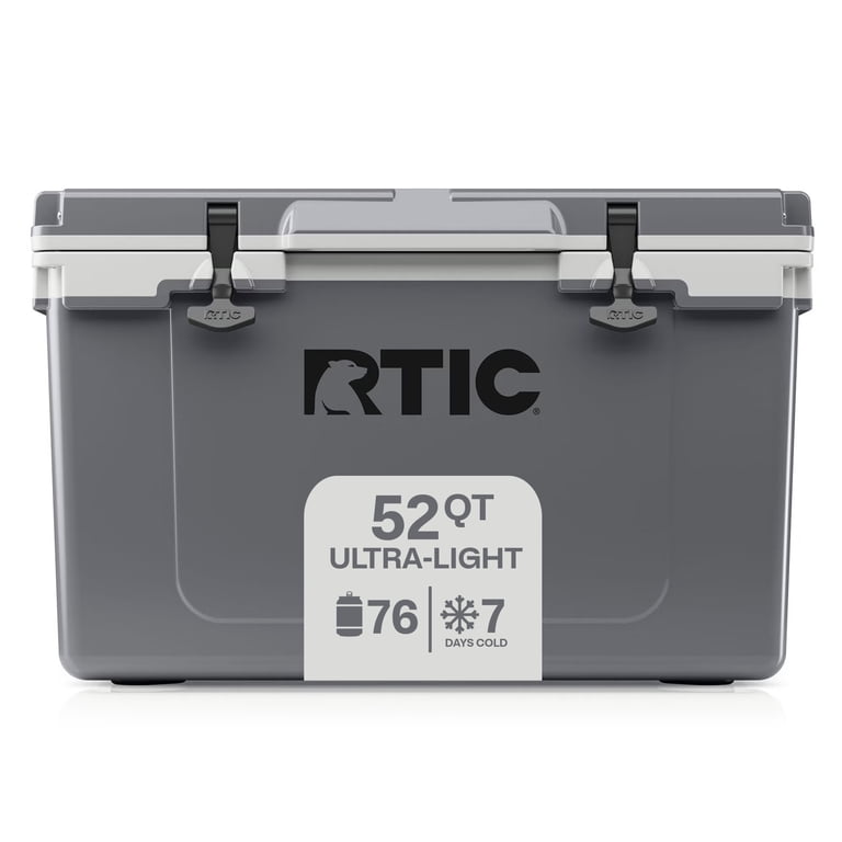 RTIC, Hard-Sided Ice Chest Cooler, 52 Qt, Fits 76 Cans, Grey