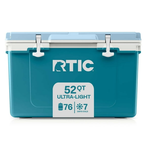 RTIC 52 QT Hard-Sided Ice Chest Cooler, Ultra-Light, Fits 76 Cans, Deep Harbor/RTIC Ice