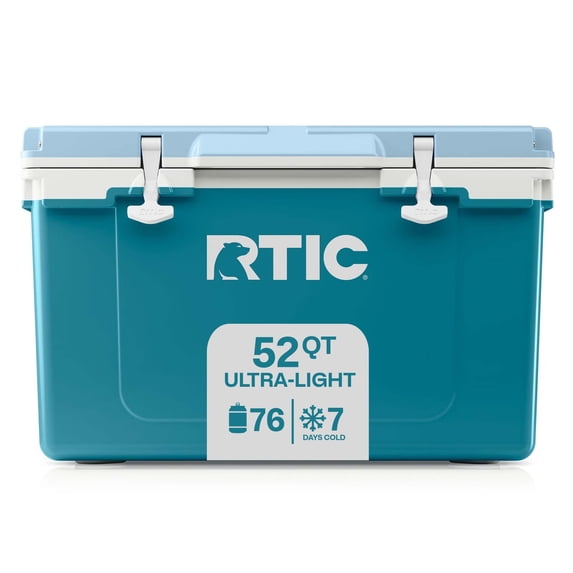 RTIC Ultra-Light 52 Qt Hard-Sided Ice Chest Cooler, Fits 76 Cans, Deep Harbor and RTIC Ice