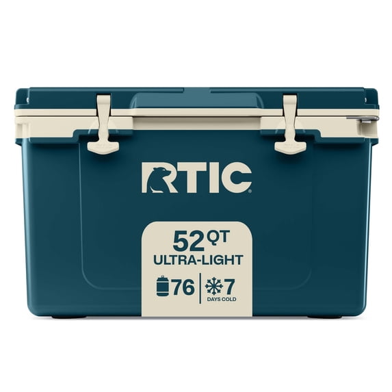 RTIC Ultra-Light 52 Qt Hard-Sided Ice Chest Cooler, Fits 76 Cans, Marine/Canvas