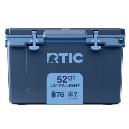 RTIC 52 QT Ultra-Light Hard-Sided Ice Chest Cooler, Fits 76 Cans, Navy & Denim