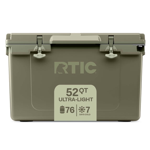 RTIC Ultra-Light 52 Qt Hard-Sided Ice Chest Cooler, Fits 76 Cans, Olive