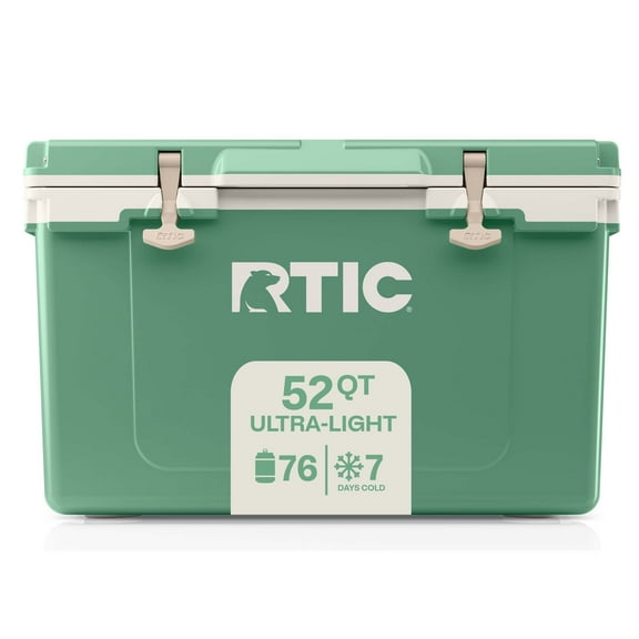 RTIC 52 QT Hard-Sided Ice Chest Cooler, Ultra-Light, Fits 76 Cans, Sage/Beach