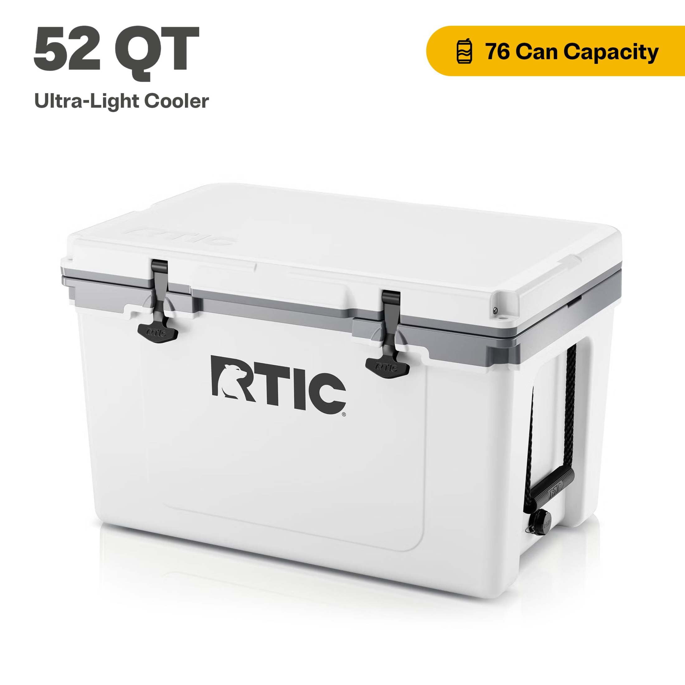 RTIC Large 52 QT Ultra-Light Hard-Sided Cooler, White/Grey, Holds 