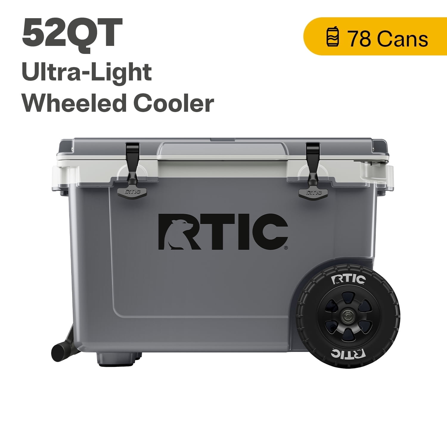 RTIC 52 QT Ultra-Light Wheeled Hard-Sided Ice Chest Cooler, Dark Grey & Cool Grey, Fits 78 Cans - Walmart.com