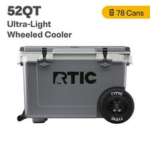 RTIC 52 QT Ultra-Light Wheeled Hard-Sided Ice Chest Cooler, Dark/Cool Grey, Fits 78 Cans