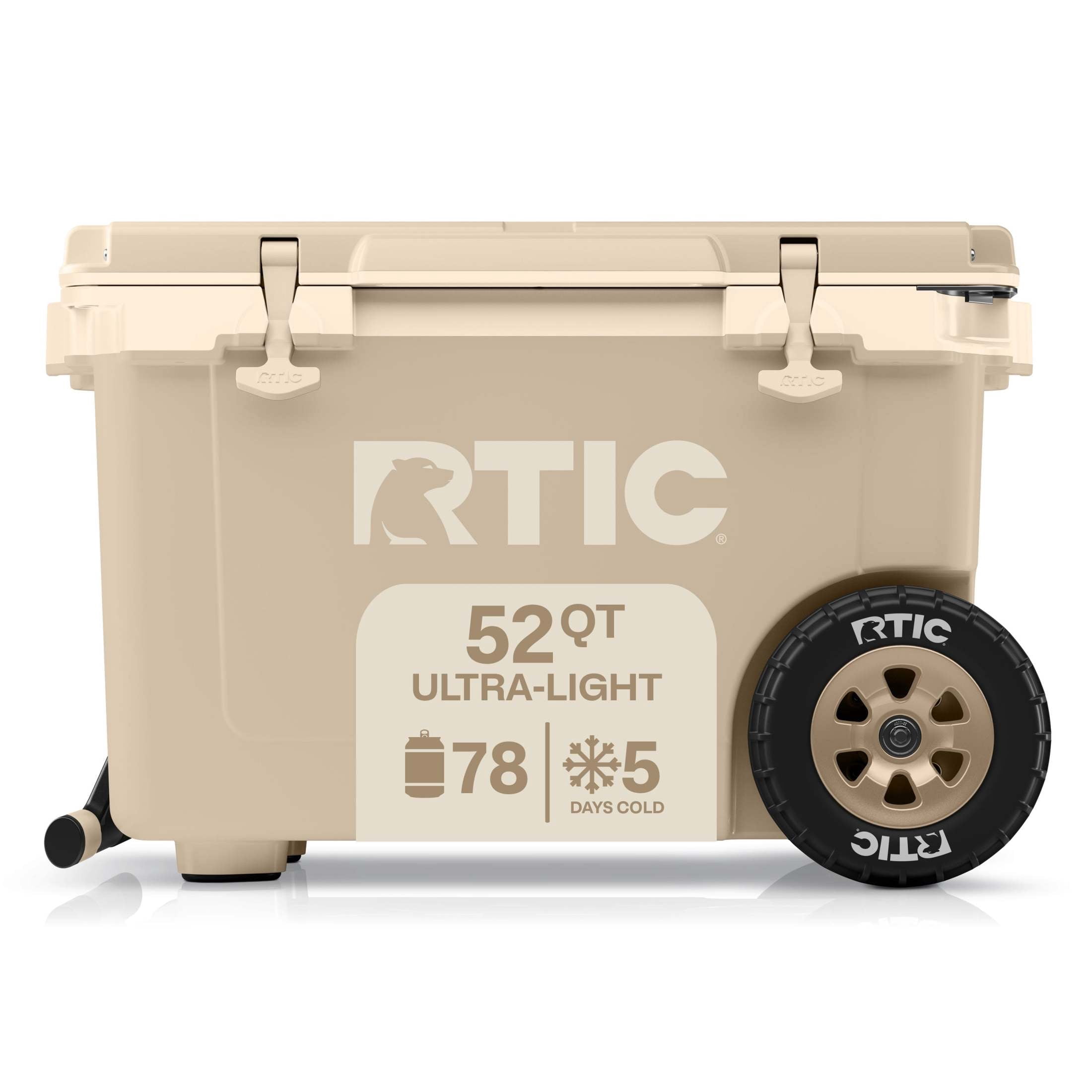 RTIC 52 QT Wheeled Hard-Sided Ice Chest Cooler, Ultra-Light, Fits