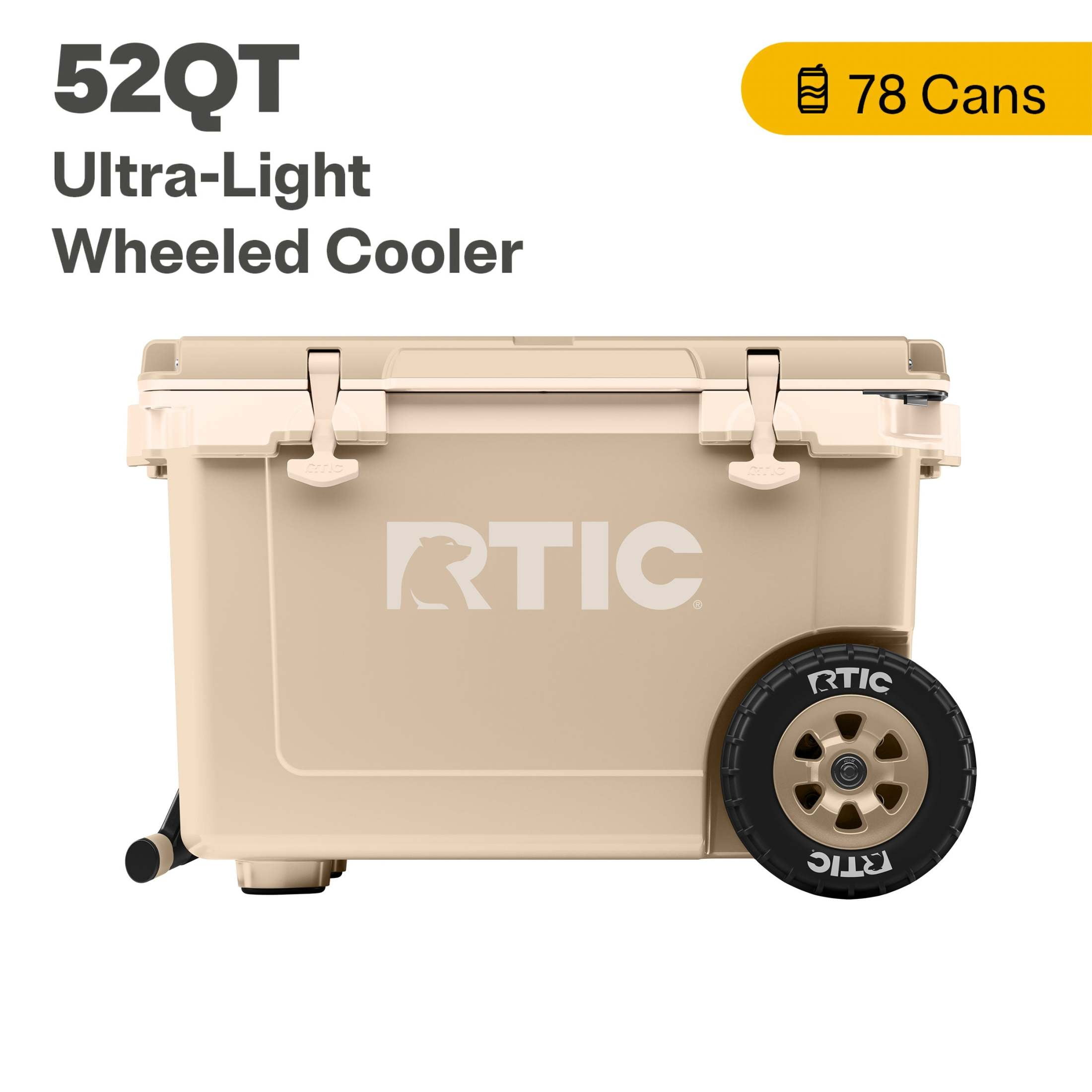 RTIC 52 QT Ultra-Light Wheeled Hard-Sided Ice Chest Cooler, Fits