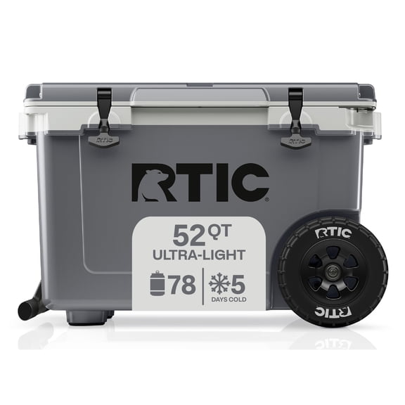 RTIC 52 Qt 76-Can Ultra-Light Rolling Cooler, Grey