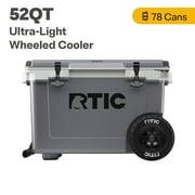 RTIC 52 QT Ultra-Light Wheeled Hard-Sided Ice Chest Cooler, Fits 78 Cans, Dark Grey & Cool Grey
