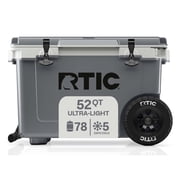 RTIC 52 QT Wheeled Hard-Sided Ice Chest Cooler, Ultra-Light, Fits 76 Cans, Grey