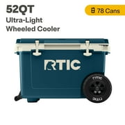 RTIC 52 QT Ultra-Light Wheeled Hard-Sided Ice Chest Cooler, Fits 78 Cans, Marine/Canvas