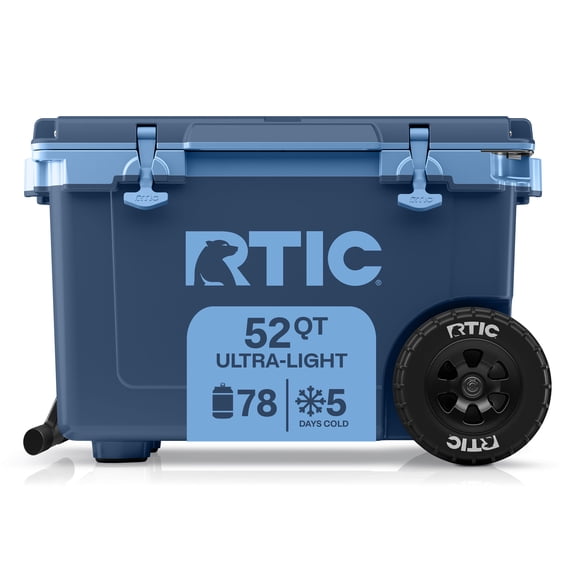 RTIC 52 Qt 76-Can Ultra-Light Rolling Cooler, Navy & Denim