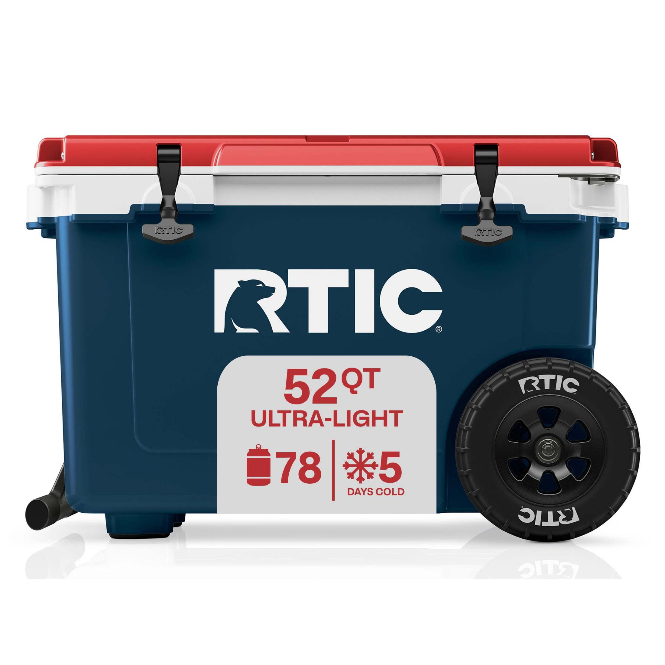 RTIC 52 QT Ultra-Light Wheeled Hard-Sided Ice Chest Cooler, Fits