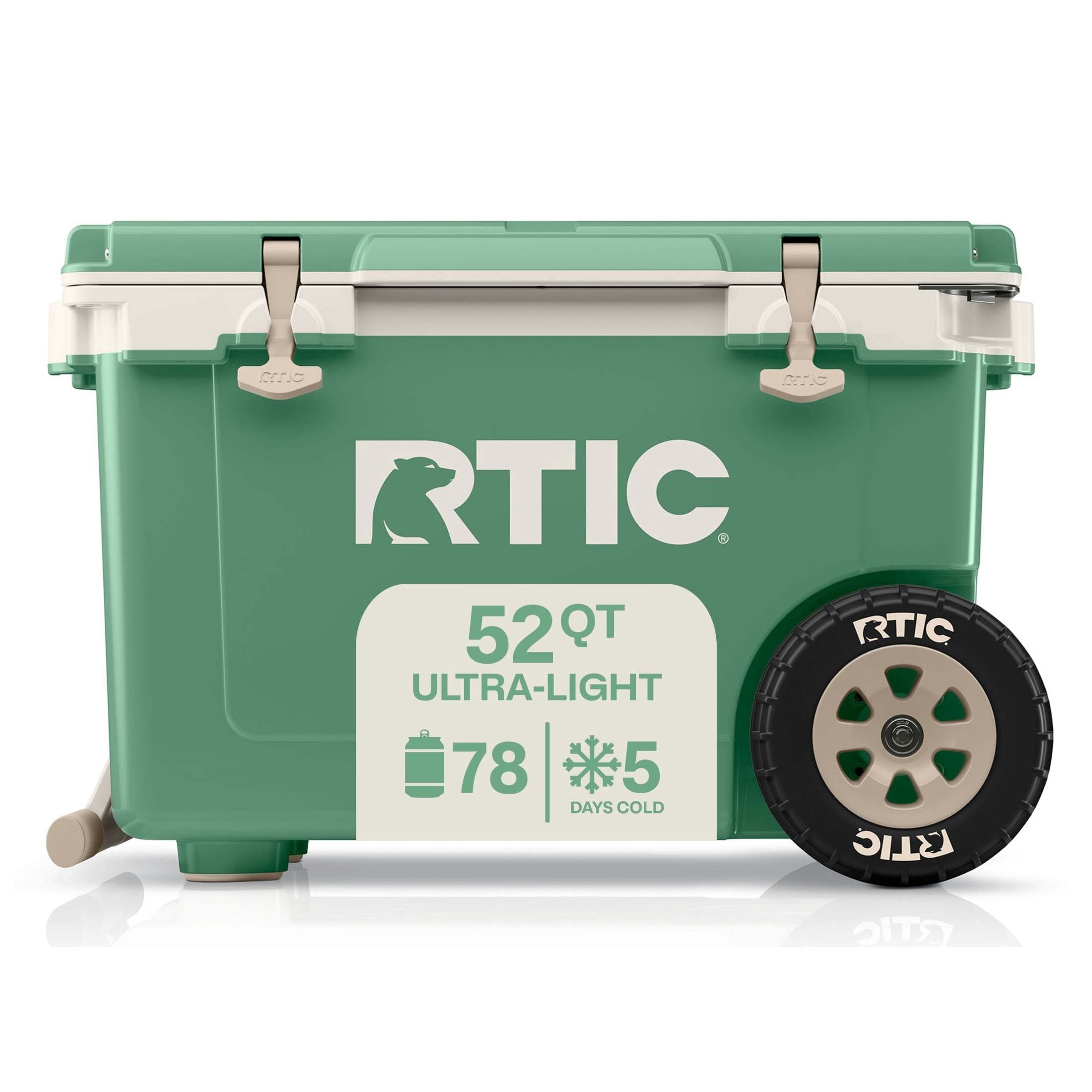 RTIC Large 52 QT Ultra-Light Wheeled Cooler, Sage/Beach, Fits 78