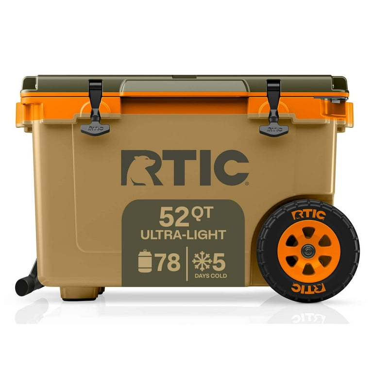 Large RTIC 52 QT Ultra-Light Wheeled Ice Chest Cooler, Fits 78