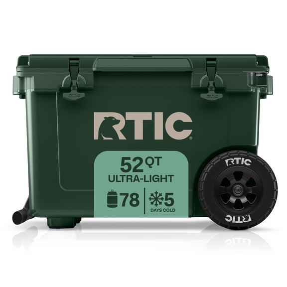 RTIC 52 Qt 76-Can Ultra-Light Rolling Cooler, Dark Pine