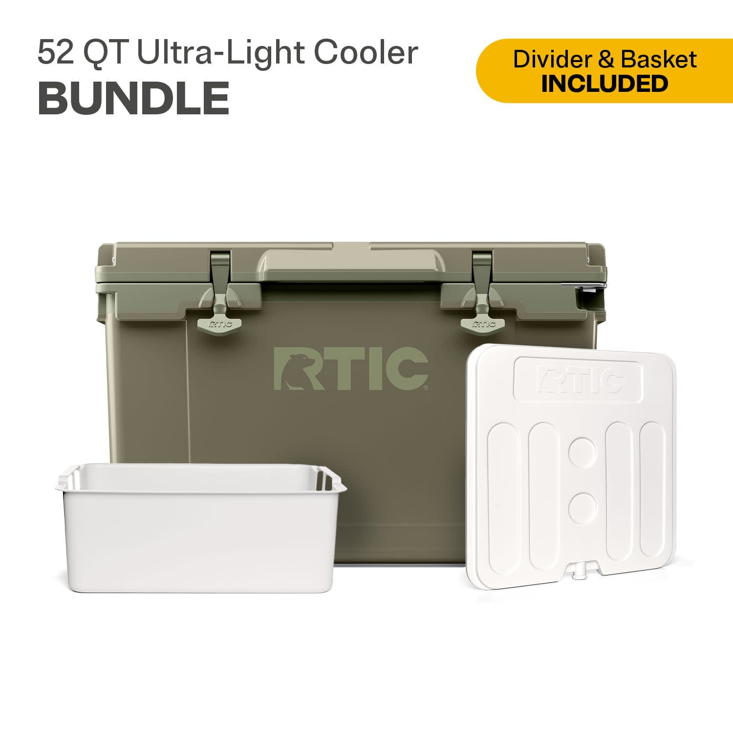 RTIC 52 Quart Ultra-Light Hard Cooler Bundle, with Freezable