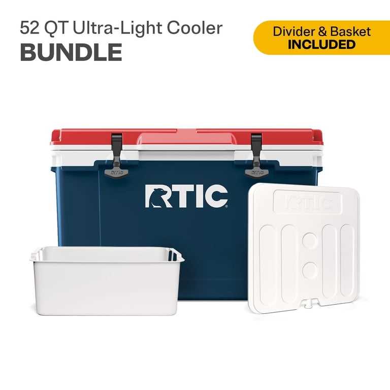kou　52℃ RTIC 52 Quart Ultra-Light Hard Cooler with Divider and Dry Basket