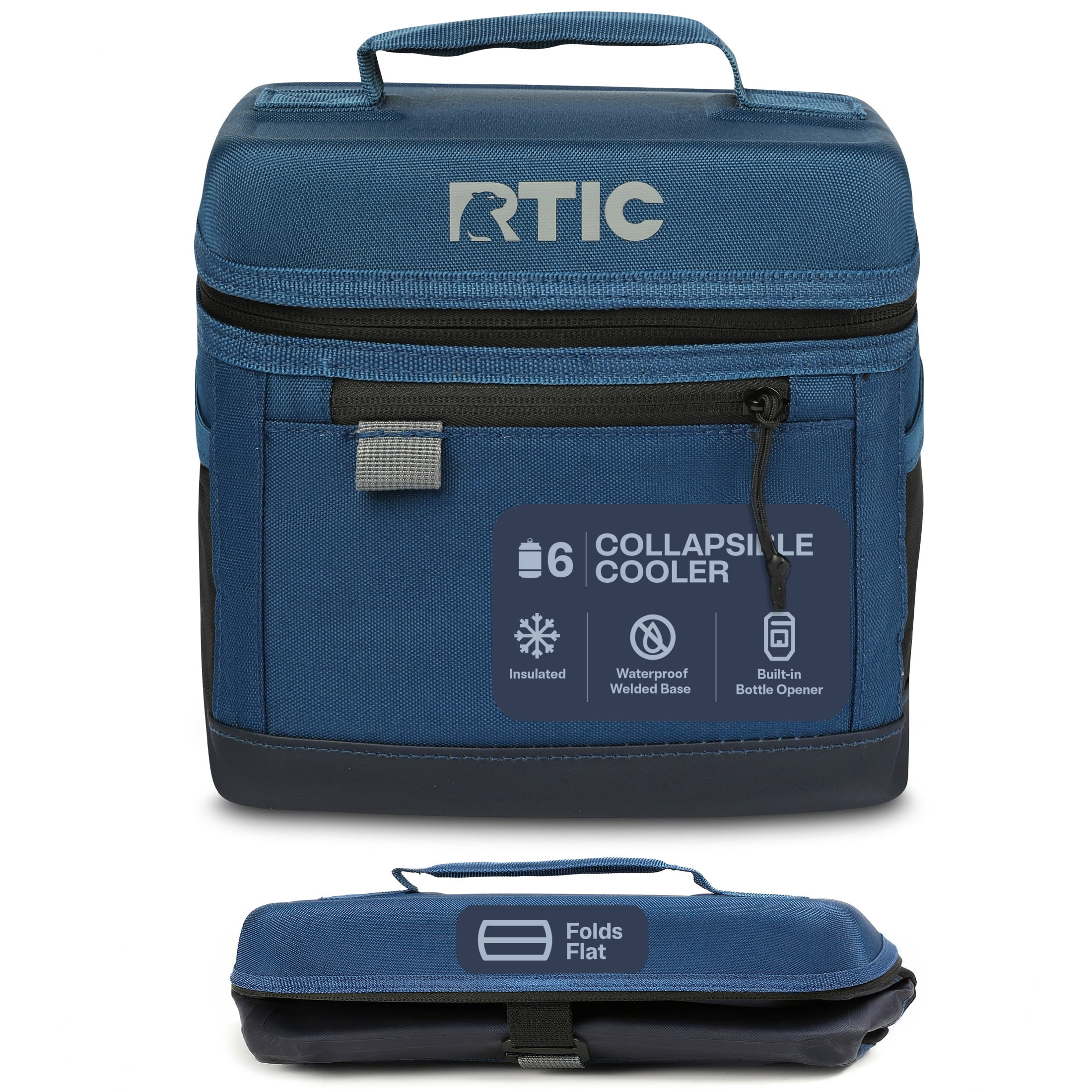 RTIC 6-Can, 3 Qt, Collapsible Soft Cooler with Bottle Opener, Navy