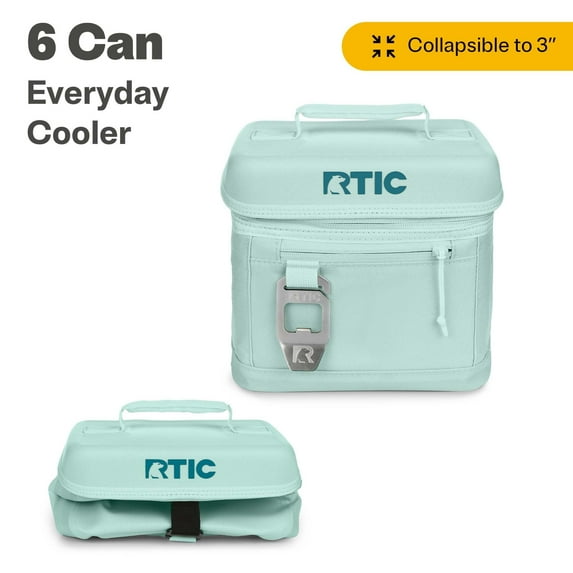 RTIC 6 Can Everyday Soft Cooler, 3 qt Collapsible with Bottle Opener, Fresh Mint