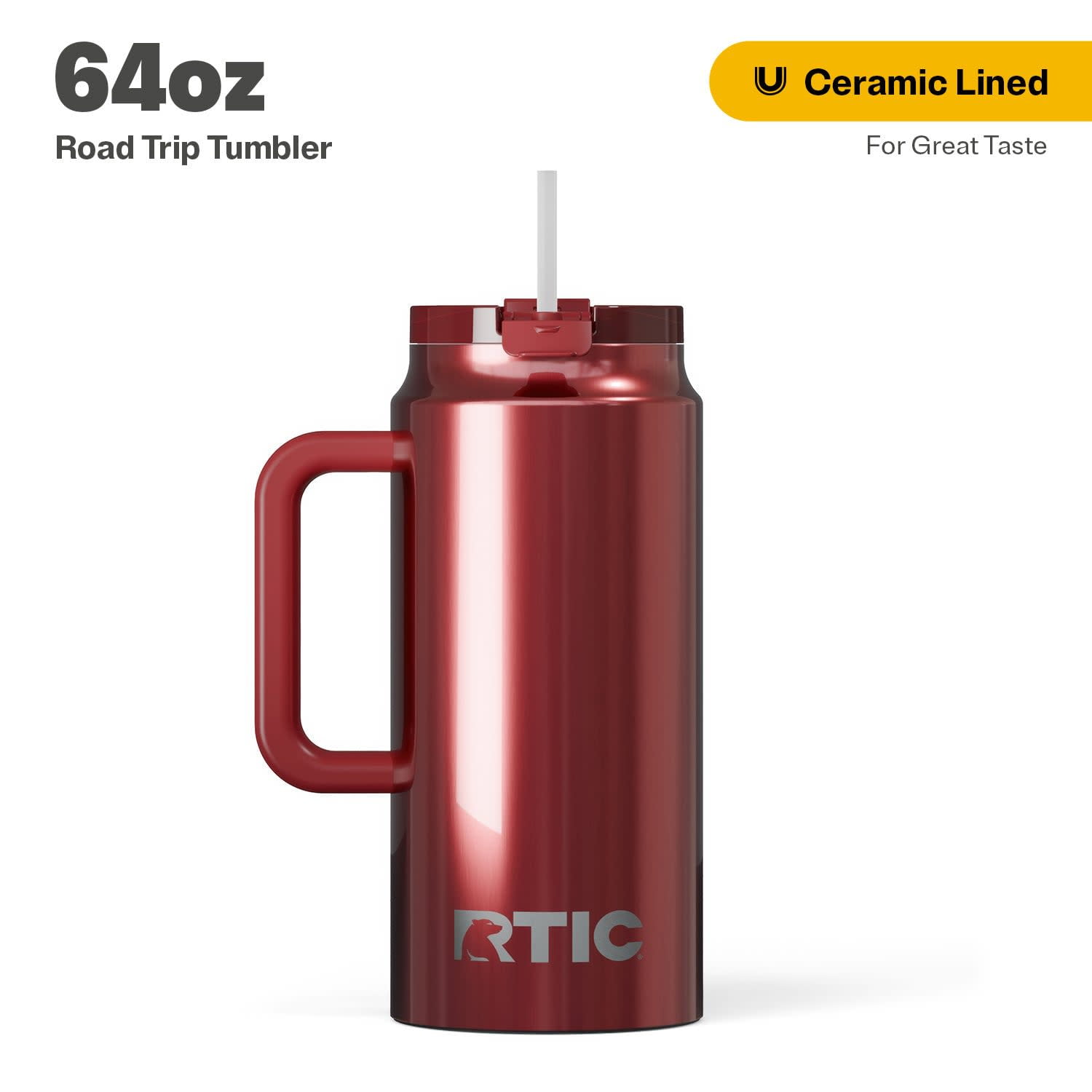 RTIC 64 oz Ceramic Lined Insulated Road Trip Tumbler, Leak